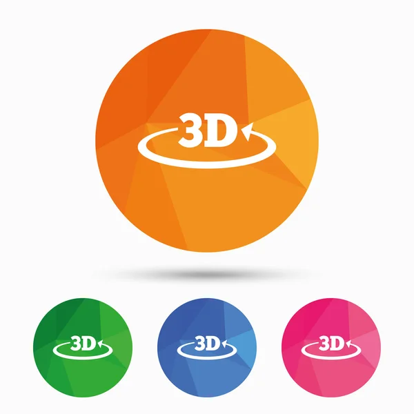 3D işareti simgesi. 3D yeni teknoloji sembolü. — Stok Vektör
