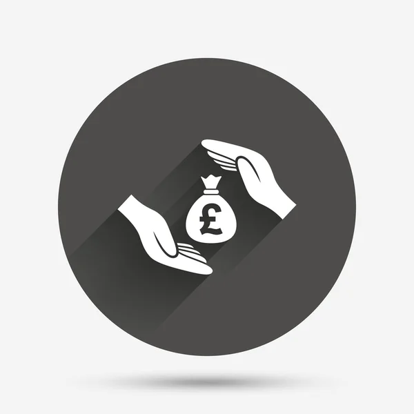 Icône signe d'argent de protection. Les mains protègent l'argent . — Image vectorielle