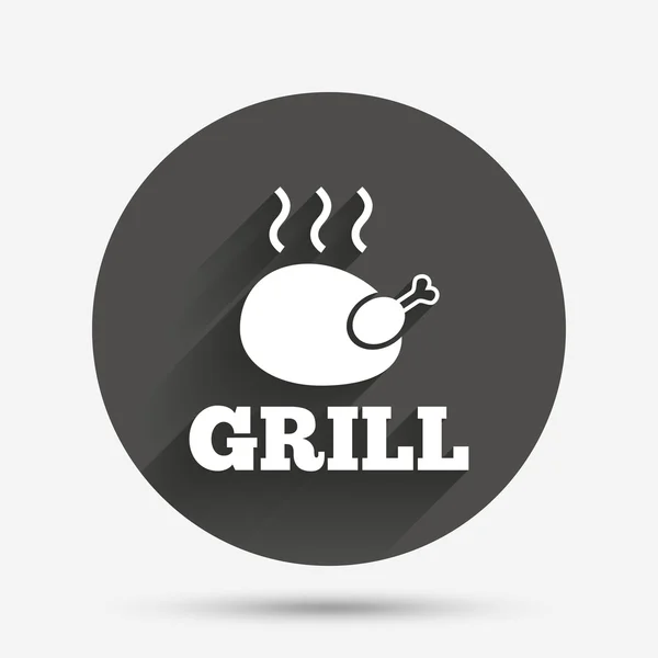 Icône grill poulet signe. symbole de viande d'oiseau de poule . — Image vectorielle