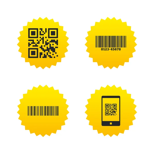 Bar and Qr code icons. Scan barcode symbol. — Stock Vector