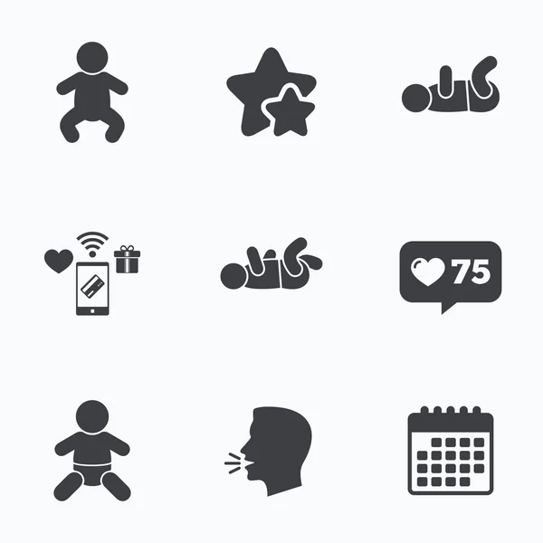 Iconos recién nacidos. Bebé bebés símbolos . — Archivo Imágenes Vectoriales