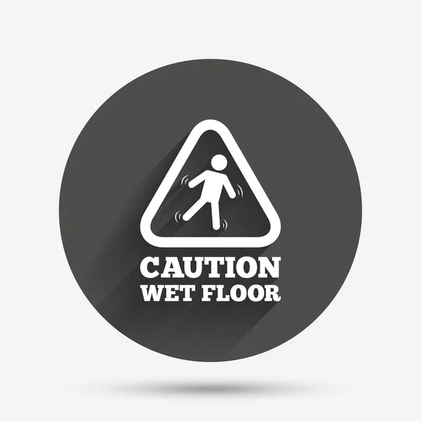 Caution wet floor icon. Human falling symbol. — Stock Vector