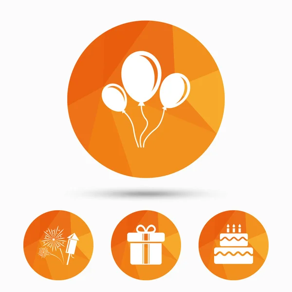 Geburtstagsparty. Symbol für Kuchen und Geschenkbox — Stockvektor