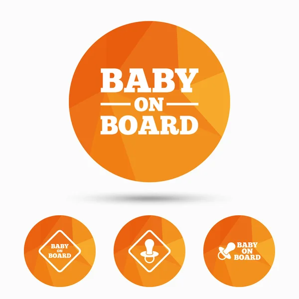 Baby on board icons. Infant caution signs. — Stock Vector