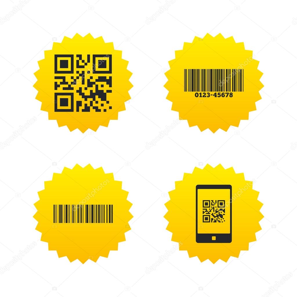 Image vectorielle Icônes des codes barres et Qr. Scanner le symbole de codebarres . par