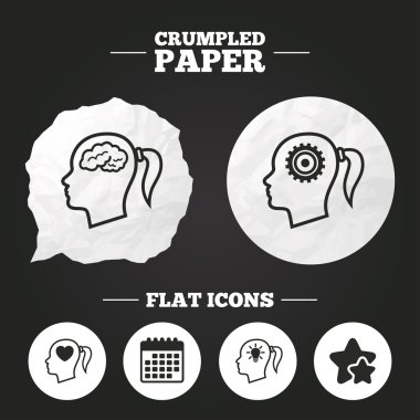 beyin icon.female kadın sembolleri ile baş.