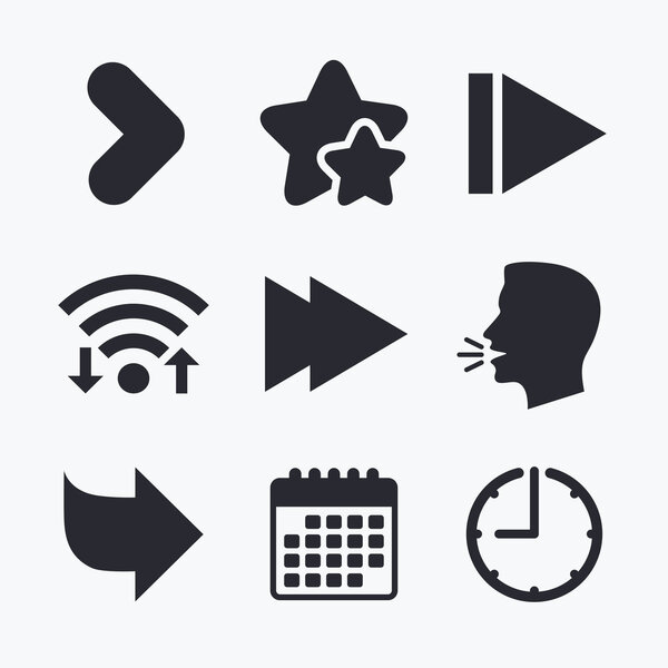 Arrow icons. Next navigation signs symbols.