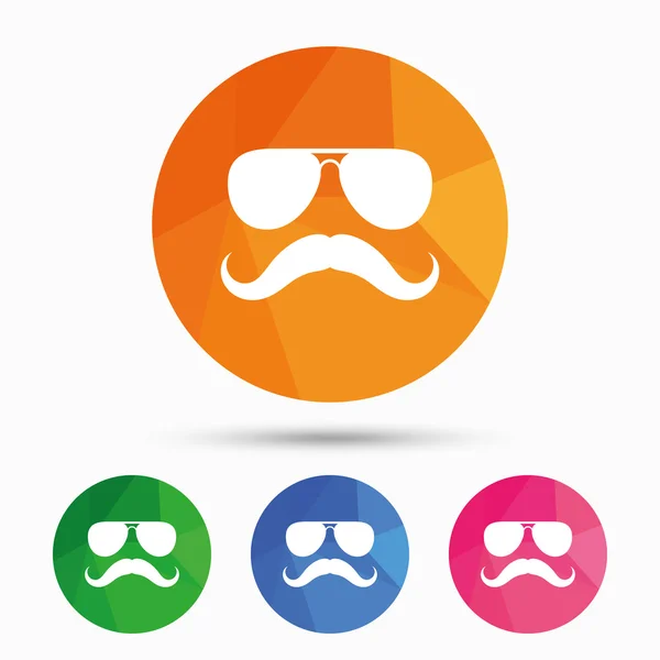 Icono de signo de bigote y gafas. Símbolo Hipster . — Vector de stock