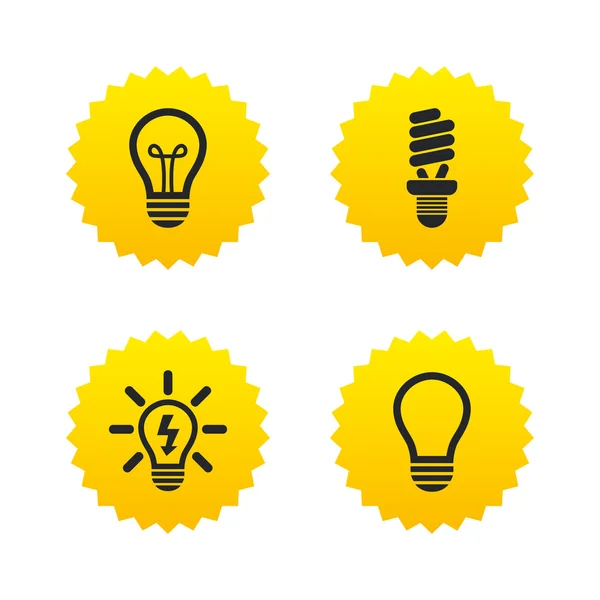 Icone della lampada leggera. Simboli di risparmio energetico . — Vettoriale Stock