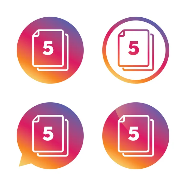 En pack 5 hojas signo icono. 5 papeles símbolo . — Vector de stock