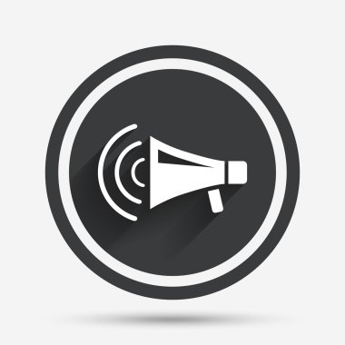 Megafon işareti simgesi. Hoparlör grev sembolü.