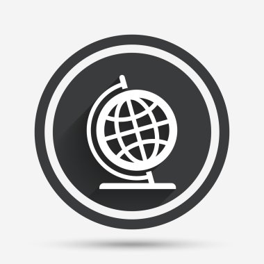 Küre işareti simgesi. Coğrafya sembolü.