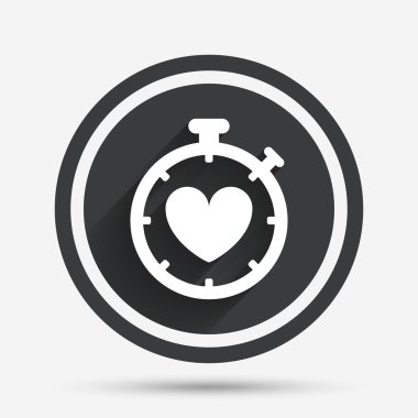 kalp Zamanlayıcı işareti simgesi. Kronometre simgesi.