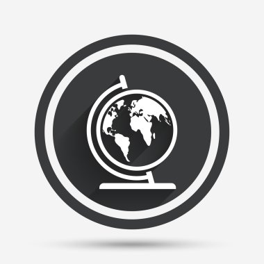 Küre işareti simgesi. Dünya harita Coğrafya sembolü.