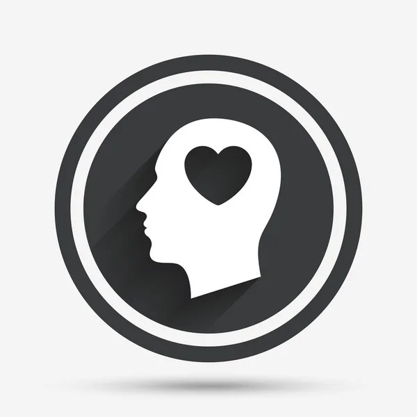 Head with heart sign icon. Male human head. — Stock Vector