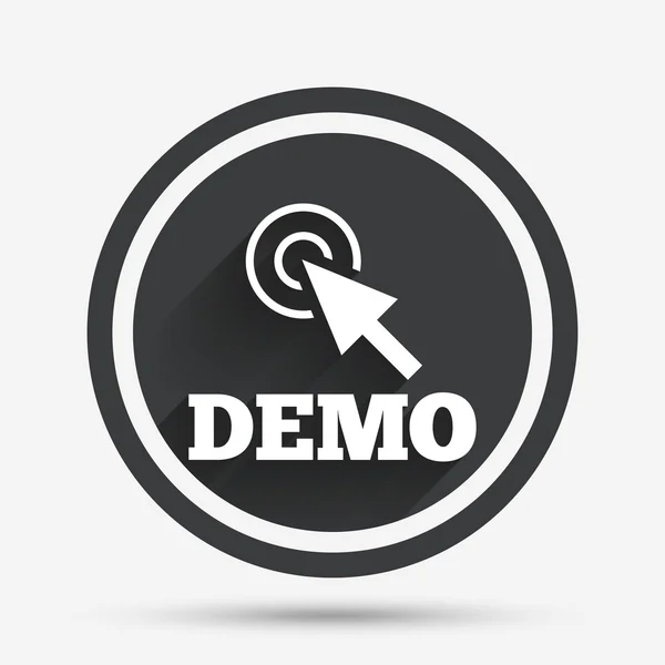 Demo z ikona znak kursora. Demonstracja symbol. — Wektor stockowy