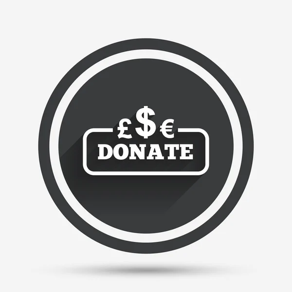 Donate sign icon. Multicurrency symbol. — Stock Vector