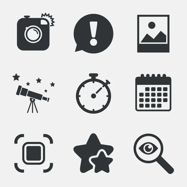 Foto camera-pictogram. autofocus zone en landschap. — Stockvector