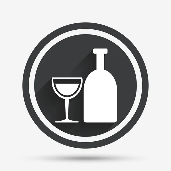 Alcohol teken. drankje symbool. fles met glas. — Stockvector