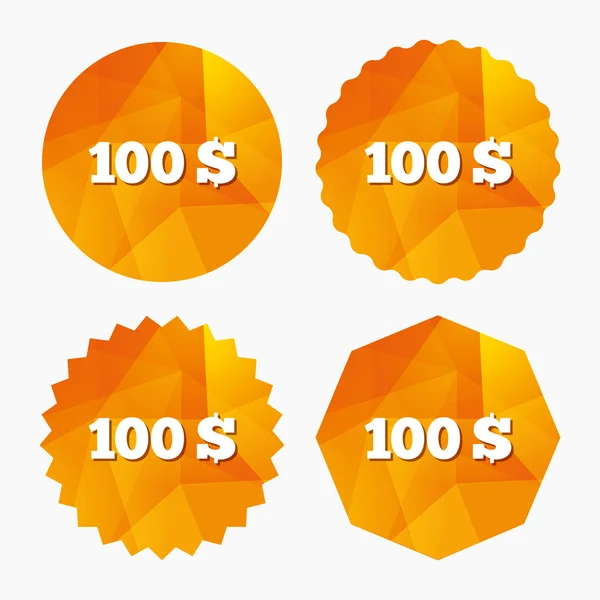 100 Dollars sign icon. USD currency symbol. — Stock Vector