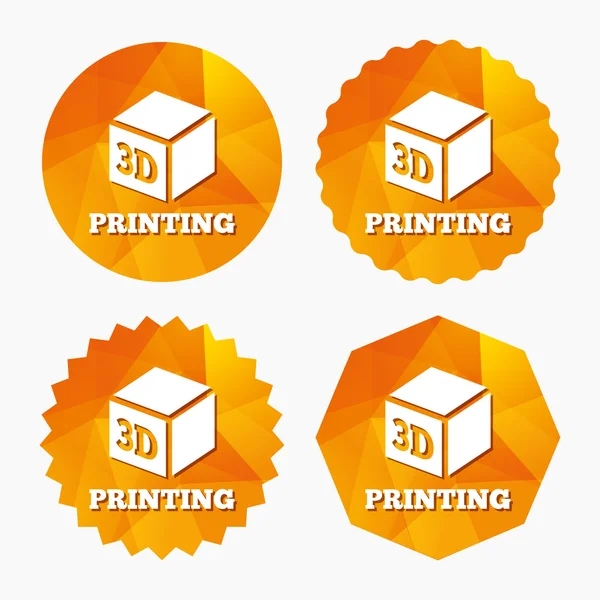 3D Print sign icon. 3d cube Printing symbol. — Stock Vector