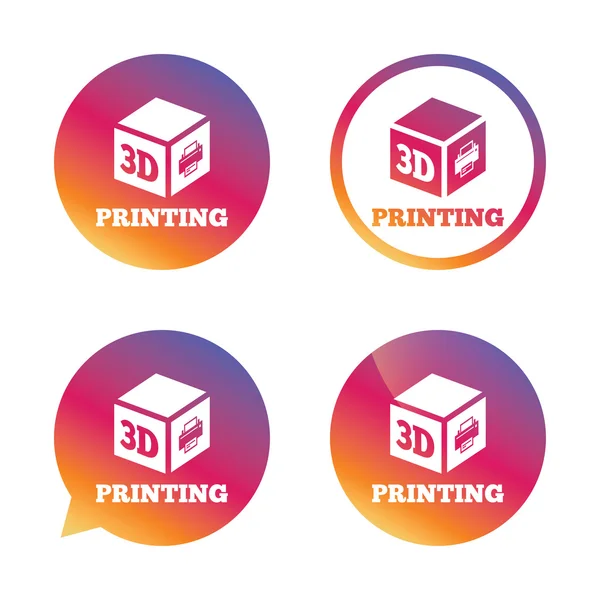 3D Print sign icons — Stock Vector