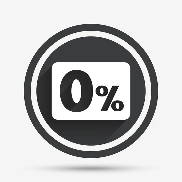 Zero percent sign icon. Zero credit symbol. — Stock Vector