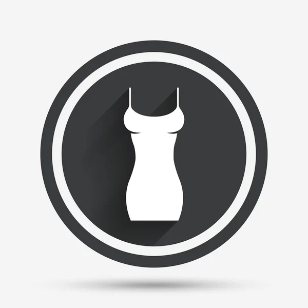 Kadın elbisesi işareti simgesi. yakınlarından ve kapasite. — Stok Vektör