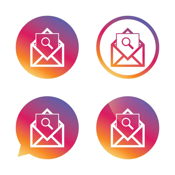 Icône de recherche mail. Symbole d'enveloppe. Signe de message . — Image vectorielle