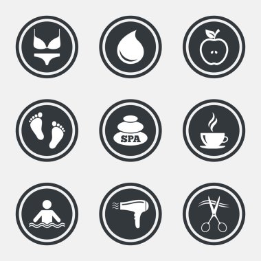 Spa, Kuaför simgeler. Yüzme Havuzu işareti.