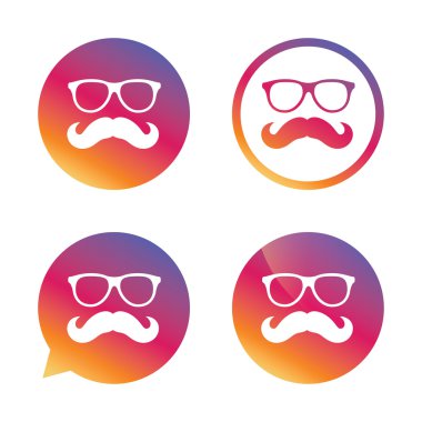 Bıyık ve gözlük işareti simgesi. hipster sembolü.