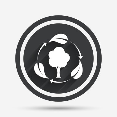 temiz hava işareti simgesi. Orman ağaç yaprakları ile.