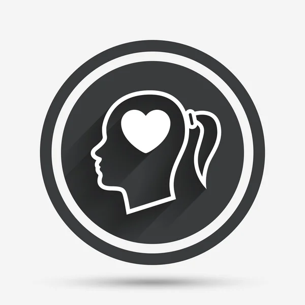 Head with heart sign icon. Female woman head. — Stock Vector