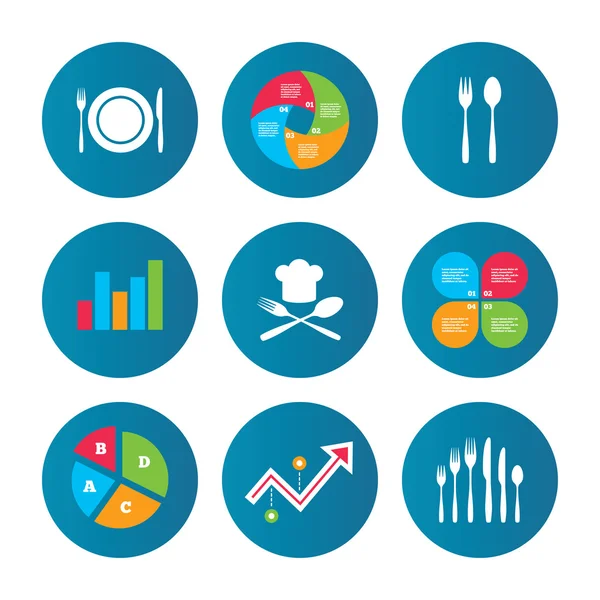 tabak çanak çatal ile ve simge bıçaklar. Şef şapka.