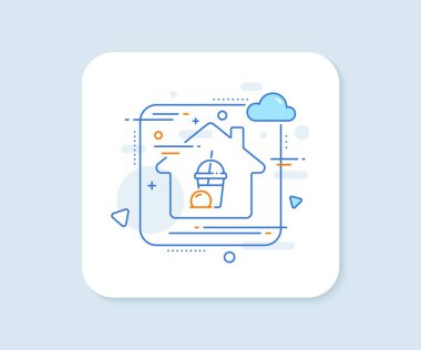 Dondurma milkshake çizgisi ikonu. Soyut vektör düğmesi. Vanilyalı dondurma işareti. Donmuş yaz tatlı sembolü. Dondurma milkshake çizgisi ikonu. Ev konsepti rozeti. Vektör