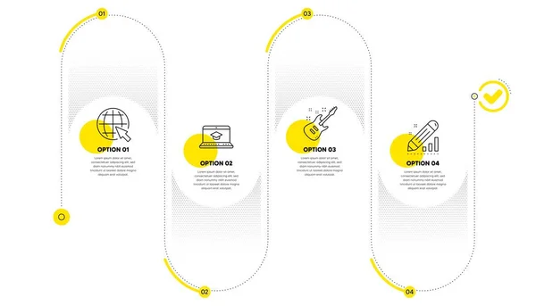 Educação Site Guitarra Elétrica Ícones Linha Internet Set Infográfico Processo — Vetor de Stock