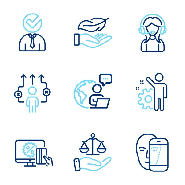 People Icons Set Included Icon Face Biometrics Lightweight Justice Scales — Stock Vector