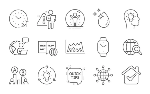 Smartwatch International Copyright Idea Line Icons Set Hours Idea Head — Stock Vector