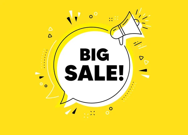 Big Sale Megaphone Yellow Vector Banner Special Offer Price Sign — Stock Vector