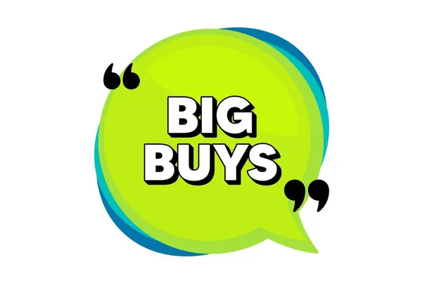 Velké Nákupy Řečnická Bublina Uvozovkami Speciální Nabídková Cena Symbol Reklamní — Stockový vektor