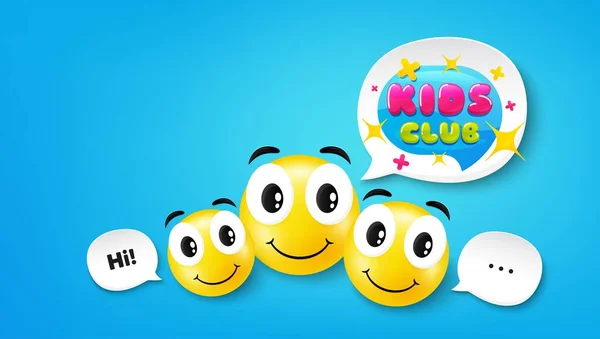 Çocuk Kulübü Afişi Konuşma Baloncuğuyla Gülümse Eğlenceli Oyun Alanı Etiketi — Stok Vektör