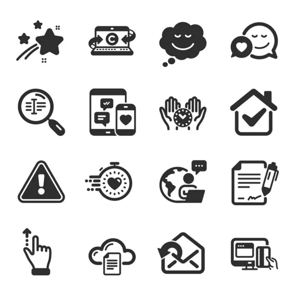 Set Technology Icons Signing Document Send Mail Touchscreen Gesture Symbols — Stock Vector
