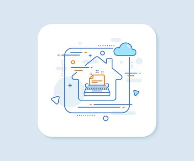 Daktilo hattı simgesi. Soyut vektör düğmesi. Belge imzası. Daktilo hattı simgesi. Ev konsepti rozeti. Vektör