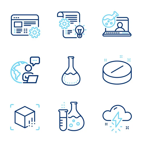 Science Icons Set Included Icon Thunderstorm Weather Augmented Reality Chemistry — Stock Vector