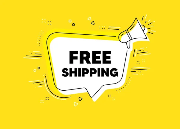 Free Shipping Megaphone Yellow Vector Banner Delivery Included Sign Special — Stock Vector