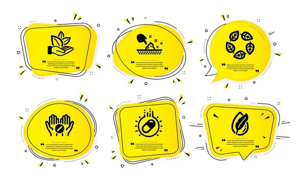 Organiczne Testowane Produkt Organiczny Ikony Kapsułki Pigułki Prosty Zestaw Żółte — Wektor stockowy