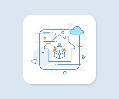 Artırılmış gerçeklik çizgisi simgesi. Soyut vektör düğmesi. VR simülasyon işareti. Üç boyutlu insan sembolü. Artırılmış gerçeklik çizgisi simgesi. Ev konsepti rozeti. Vektör