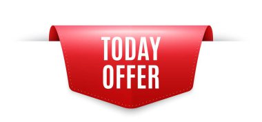 Bugünün sembolü. Kurdele etiketi. Özel satış fiyatı tabelası. Reklam indirimleri sembolü. Bilgi grafikleri fiyat etiketi pankartı. Bugün rozet şeklini ver. Web sitesi kurdele etiketi afişi. Vektör