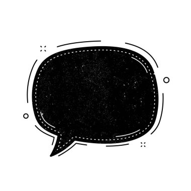 Sohbet balonu simgesi. Grunge yardım balonu. İletişim mesajı işareti. Konuş, sembolik konuş. İletişim balonu şablonu. İletiyi veya iletişim simgesini destekle. Konuşan, düşünen bir sohbet balonu. Vektör