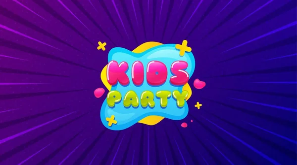 キッズパーティーステッカー メッセージを提供する紫色の背景 楽しいゾーンバナーを再生 子供ゲームパーティーエリアアイコン 最高の広告クーポンバナー キッズパーティーバッジの形 抽象的な背景 ベクトル — ストックベクタ
